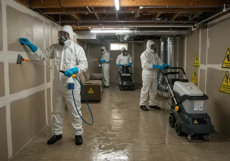 Basement Moisture Removal and Structural Drying process in Winchester Center, CT